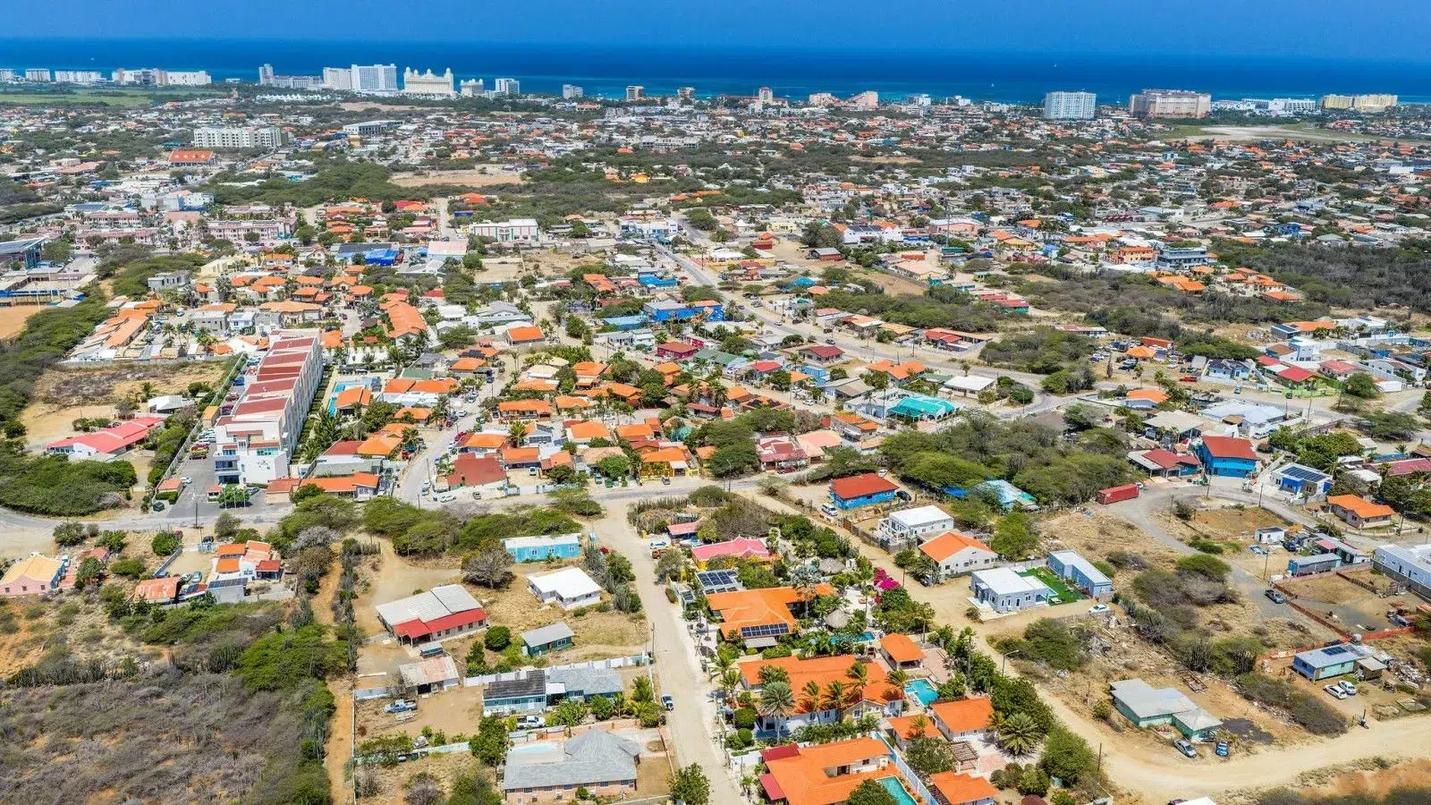 Villa Nirvana and its residential setting in Noord, Aruba
