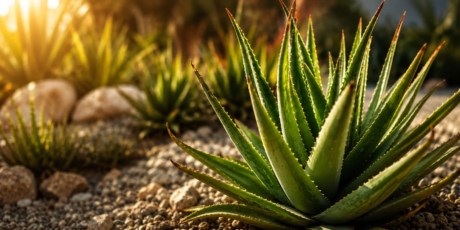 Aloe Vera growing in the garden at Villa Nirvana Aruba